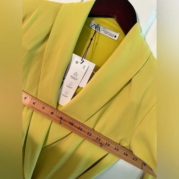 NWT ZARA XS Lime Green Pareo Mini Wrap Blazer Tie Dress SPRING Summer Vacation - Picture 15 of 16